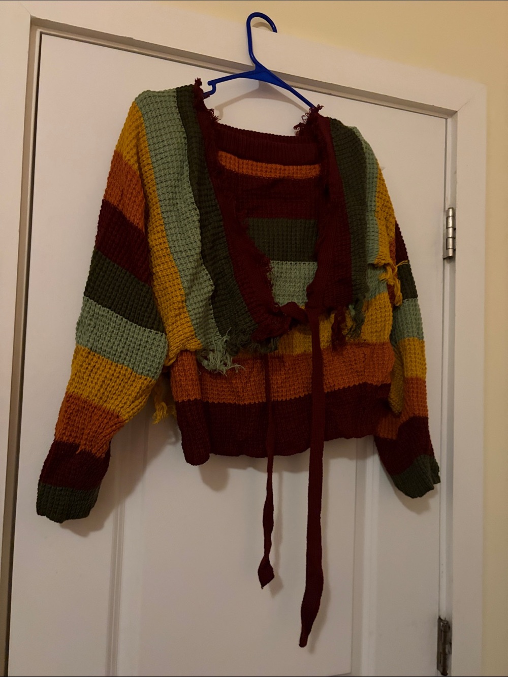Fashion Nova Multicolor Striped Cropped Cardigan - Mustard, Olive, Rust, Set